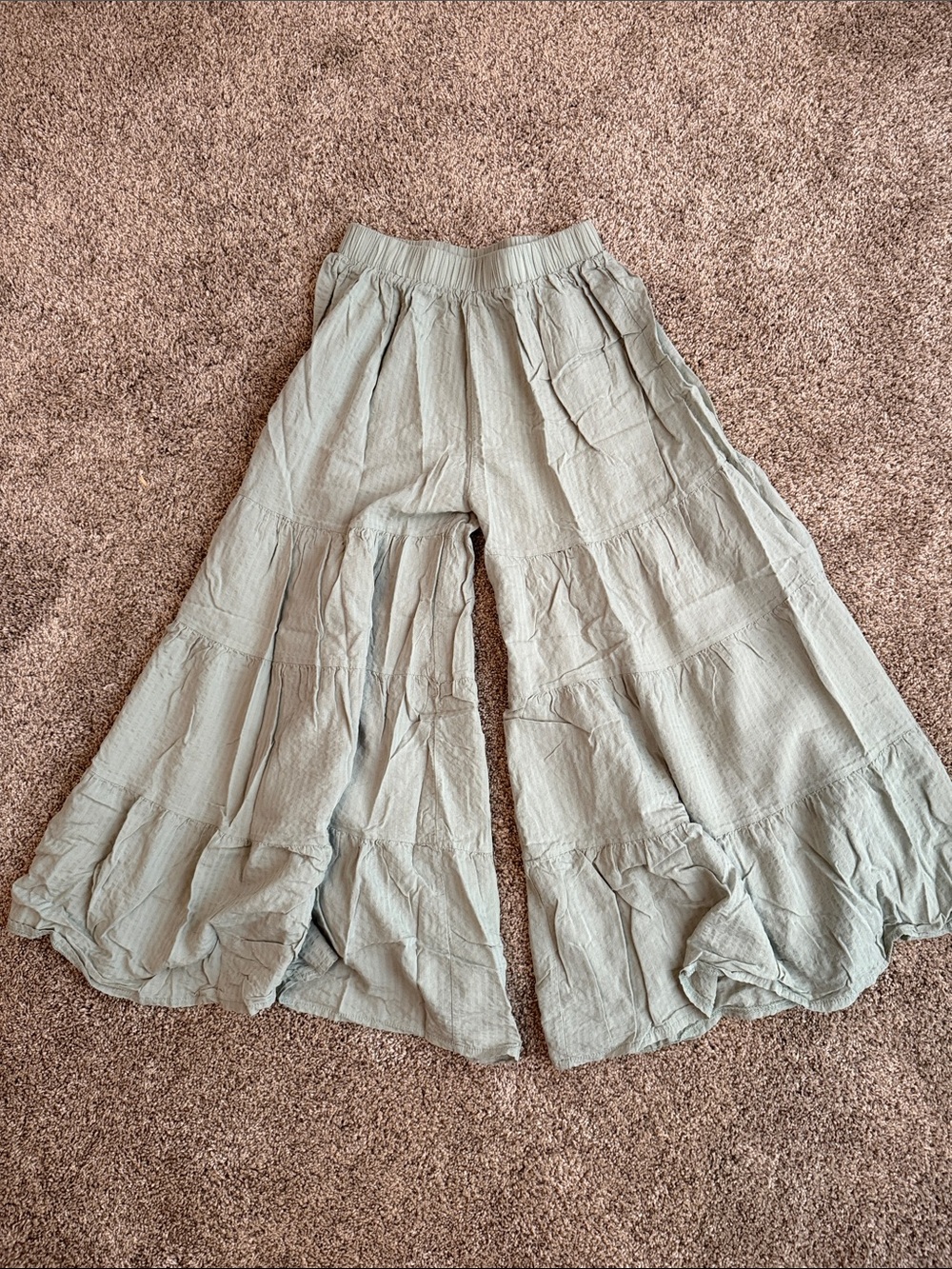 Light Sage Wide Leg Tiered Palazzo Pants